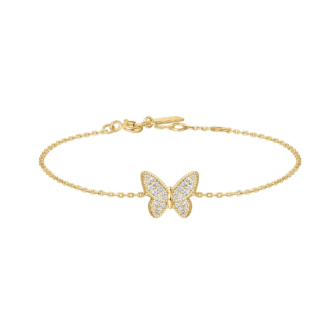 Ania Haie Pave CZ Butterfly Cable Link Bracelet in Yellow Gold Plate
