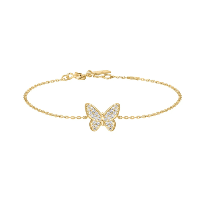 Ania Haie Pave CZ Butterfly Cable Link Bracelet in Yellow Gold Plate