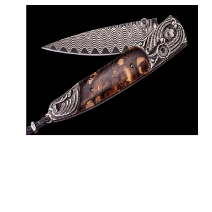 William Henry Lancet 'Golden Wave' Knife with Woolly Mammoth Tusk Inlay