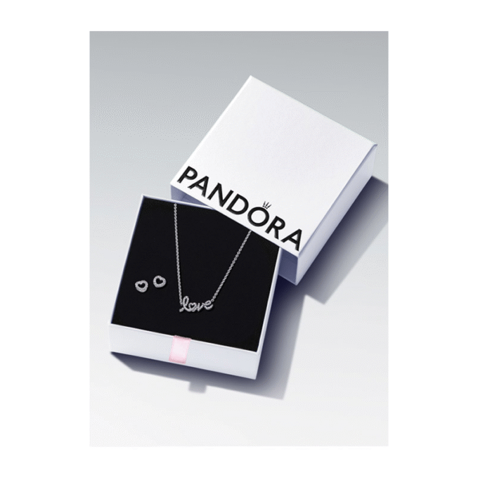 Pandora Handwritten "Love" Jewelry Gift Set with Earrings