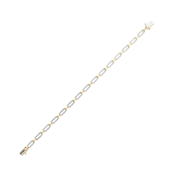 Open Link Bracelet with .50ctw Round Diamonds in 10k Yellow Gold