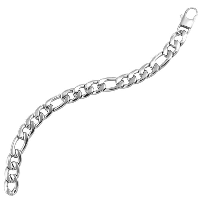 Stainless Steel 9" Figaro Bracelet for Men, 11mm Wide Design