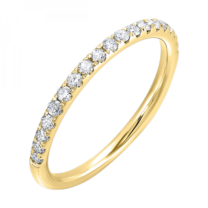 Prong Set Wedding Band with .25ctw Round Diamonds in 14k Yellow Gold