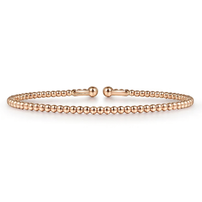 Gabriel & Co Bujukan Beaded Bangle Bracelet in 14k Rose Gold