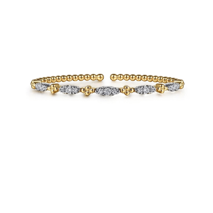 Gabriel Bujukan Diamond Station Split Bangle Bracelet in 14k Tri-Color Gold