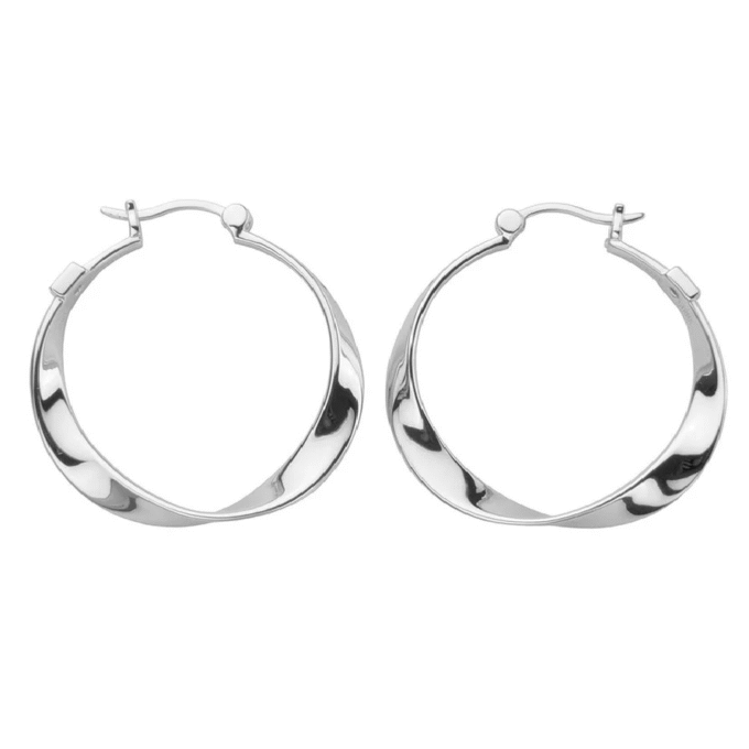 30MM Twist Hoop Earrings in Sterling Silver and Rose Gold