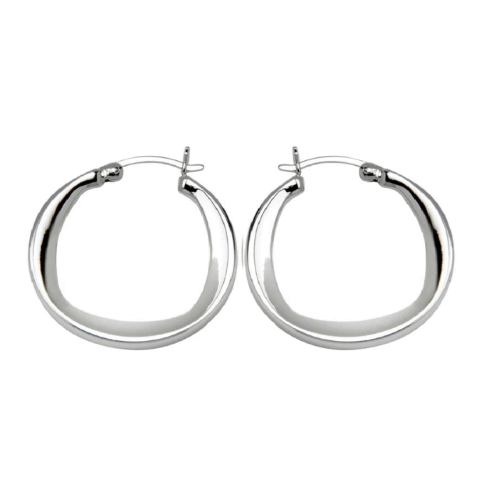Sterling Silver and Rose Gold 27mm Round Hoop Earrings