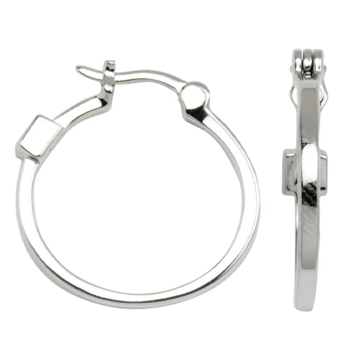 21mm Sterling Silver Square Tube Hoop Earrings