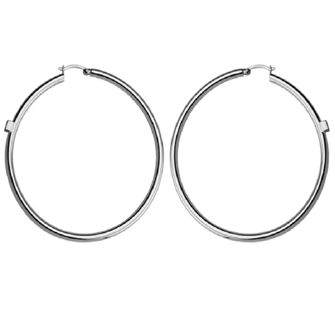 30mm Rhodium-Plated Sterling Silver Hoop Earrings by ELLE