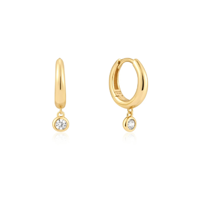 Ania Haie CZ Drop Silver and Gold Huggie Hoop Earrings