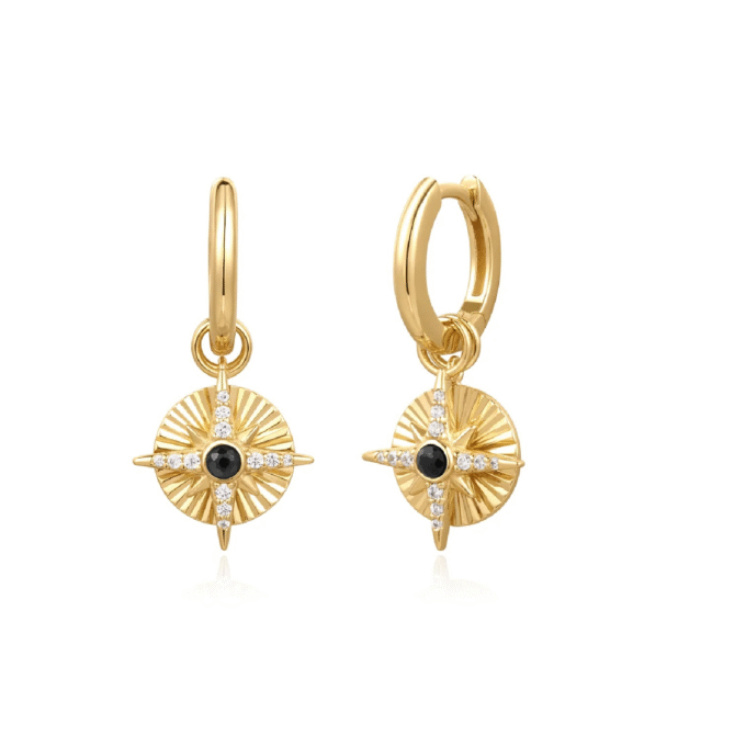 Ania Haie Astrolabe Charm Drop Earrings in Silver and Gold Plating