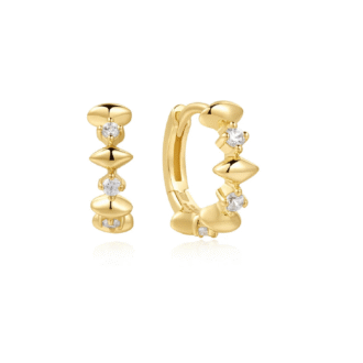Ania Haie Diamond Shape CZ Pattern Huggie Hoop Earrings