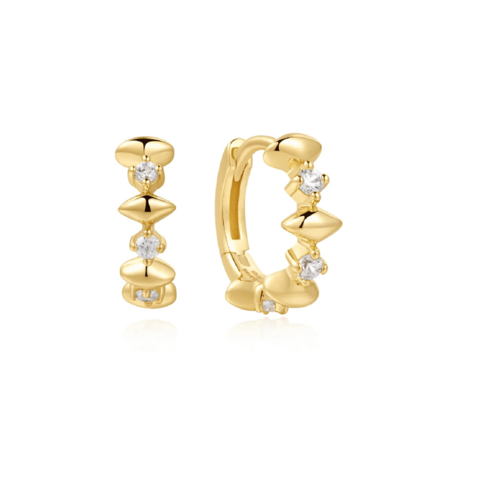 Ania Haie Diamond Shape CZ Pattern Huggie Hoop Earrings