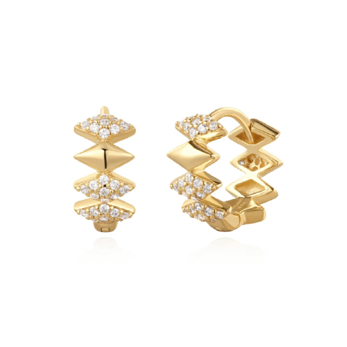 Ania Haie Diamond-Shaped CZ Pattern Huggie Hoop Earrings