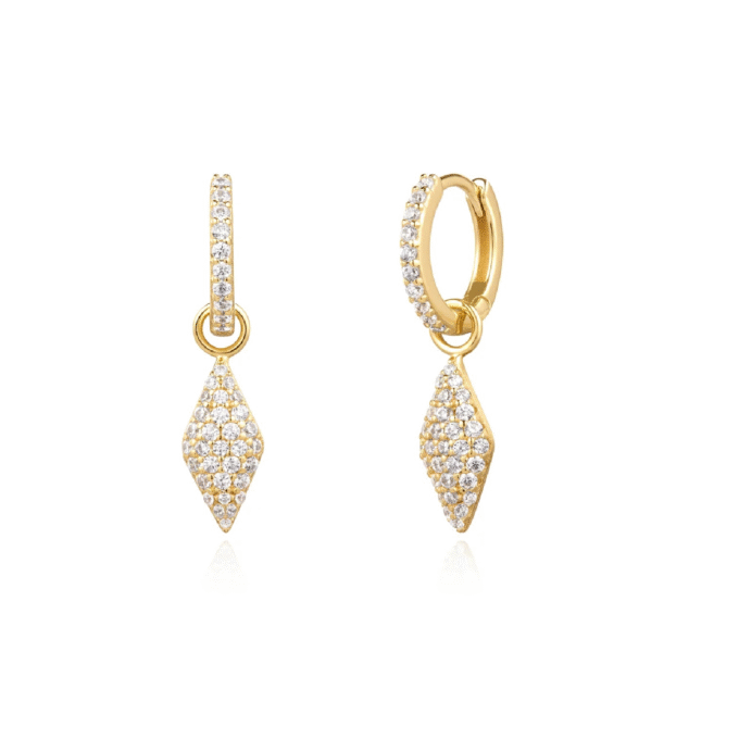 Ania Haie Diamond-Shaped Pave CZ Dangle Huggie Hoop Earrings