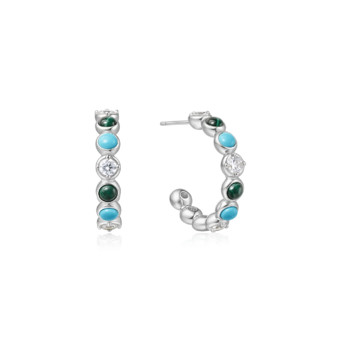 Ania Haie Malachite and Turquoise Hoop Earrings