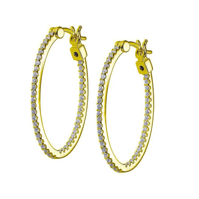 30MM Oval Inside Out Hoop Earrings in Silver and Gold Plating