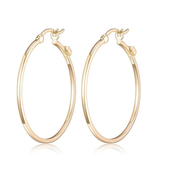 Elle 35mm Square Hoop Earrings in Gold-Plated Sterling Silver