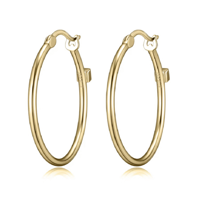30mm Sterling Silver Hoop Earrings with 18K Gold Plating