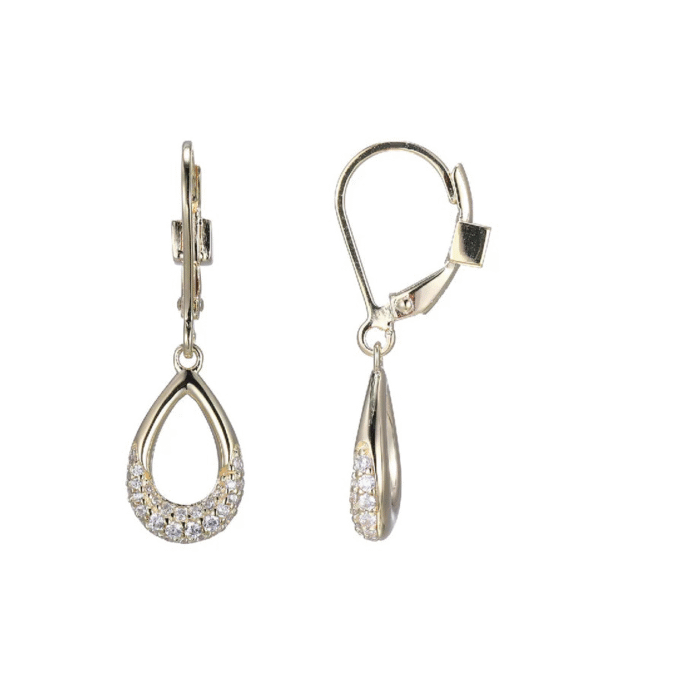 Elle "Caramel" Gold-Plated Pear Shape CZ Dangle Earrings