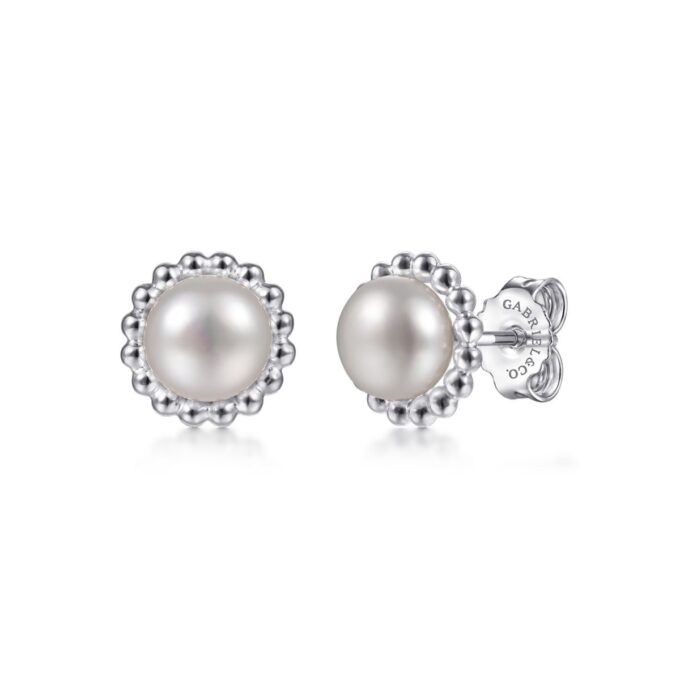 Gabriel & Co Stud Earring with Pearls in Sterling Silver
