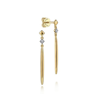 Gabriel & Co 14K Yellow Gold Diamond Spike Dangle Stud Earrings