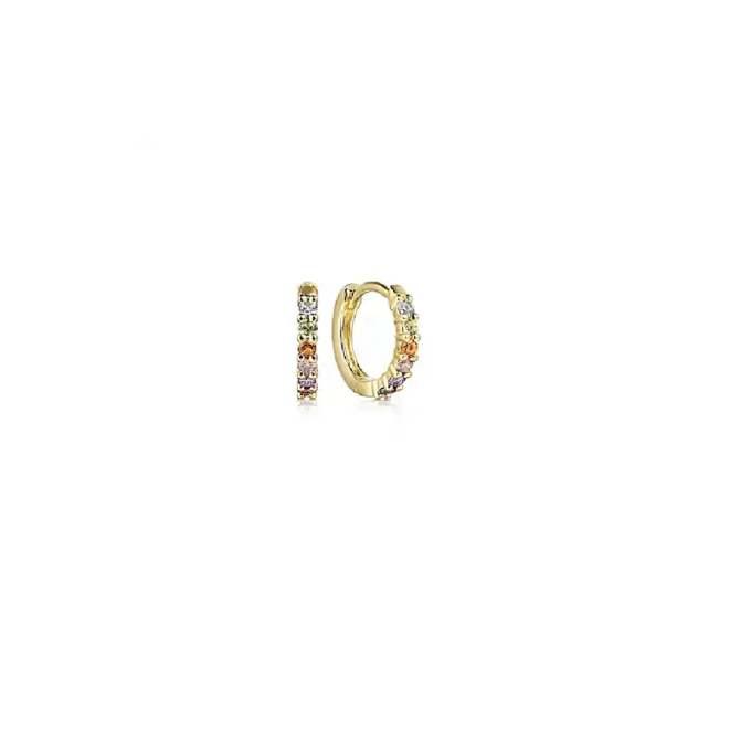 Gabriel 10MM Multi-Stone Huggie Hoop Earrings in 14K Yellow Gold