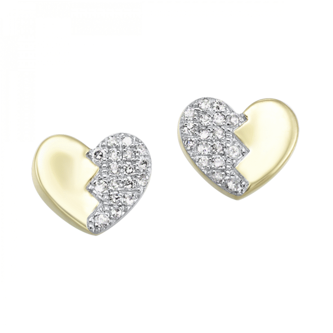 10KY Diamond Heart Stud Earrings with 1/8ctw Round Diamonds
