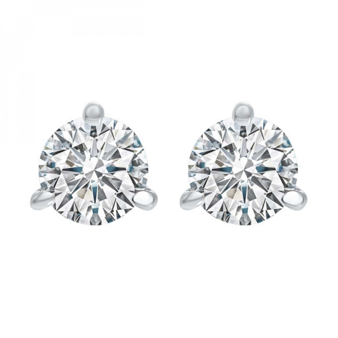 Radiant 3-Prong Stud Earrings with 1.5ctw Diamonds in 14k White Gold