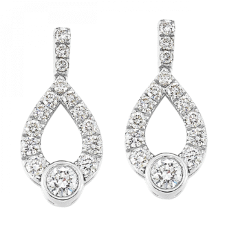 Teardrop Dangle Earrings with 1/5ctw Round Diamonds in Sterling Silver