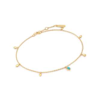 Ania Haie Turquoise Drop Pendant Anklet in Silver & Gold Plating
