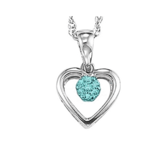 Blue Diamond Heart Drop Pendant Necklace with .02ctw in Silver