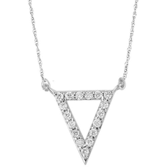 Open Triangle Necklace with .16ctw Round Diamonds in Sterling Silver