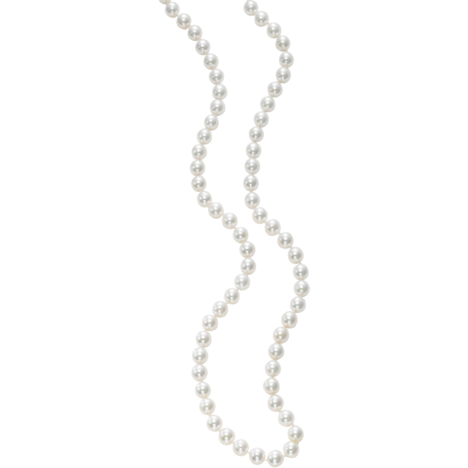14k White Gold 18" Strand Necklace with 6-6.5mm Akoya Pearls