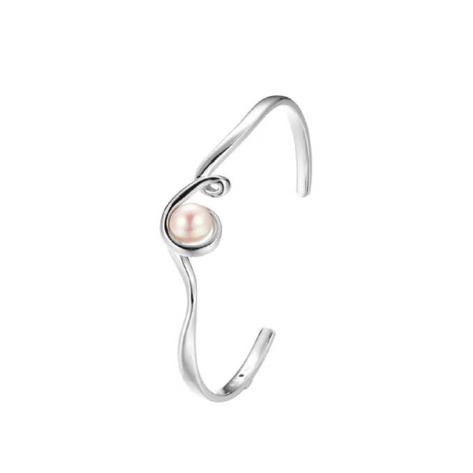 Luna 2.0 Pearl Cuff Bracelet in Rhodium-Plated Sterling Silver