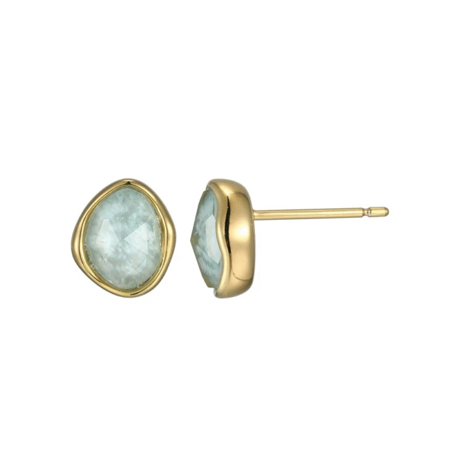 Elle "Treasure" YGP/RP Amazonite & Crystal Stud Earrings