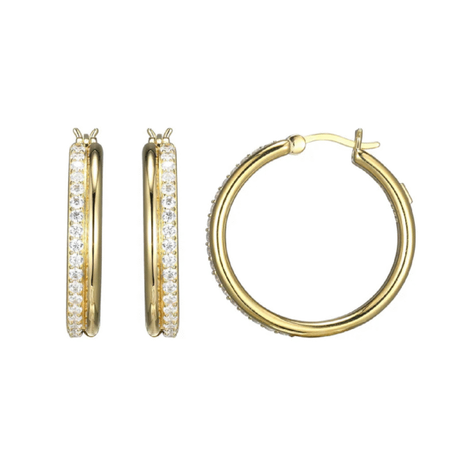 YGP "Goddess" Double Row CZ Hoop Earrings for Elegance