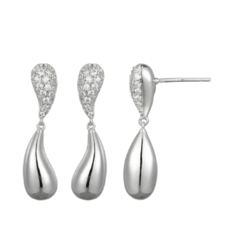 Elegant Double Teardrop Dangle Earrings in Sterling Silver