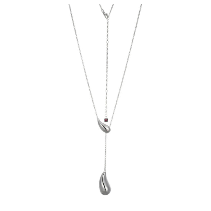 Sterling Silver Double Teardrop Lariat Necklace