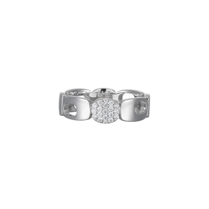 Sterling Silver "Lookout" Band Ring with Rhodium Finish and Cubic Zirconia