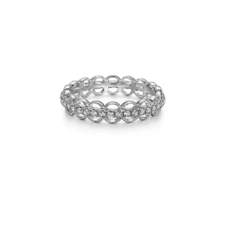 Gabriel Scalloped Edge Stackable Band with .27ctw Diamonds in 14k White Gold