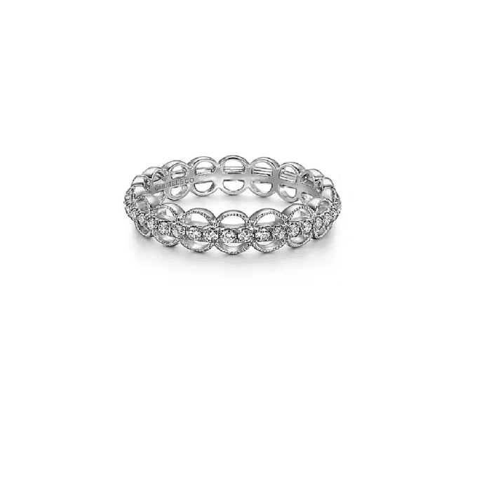 Gabriel Scalloped Edge Stackable Band with .27ctw Diamonds in 14k White Gold
