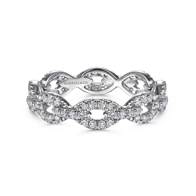 Gabriel Pave Link Eternity Band with .50ctw Diamonds in 14k White Gold