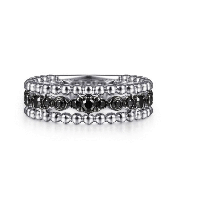Gabriel Bujukan Black Spinel Stackable Ring in Sterling Silver