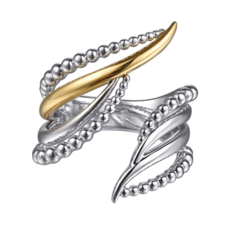 Gabriel Bujukan Multi-Row Split Top Bypass Ring in Silver and 14k Gold
