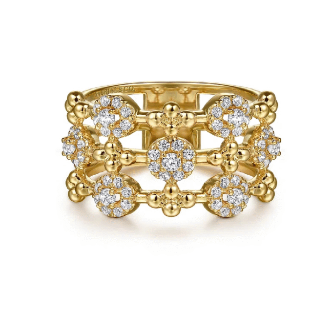 Gabriel & Co Wide Diamond Cluster Fashion Ring with .51ctw in 14k Yellow Gold