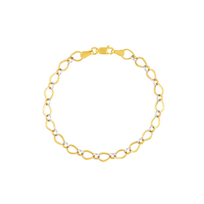 Hollow Open Link Bracelet in 14k Tri-Color Gold 7.25"
