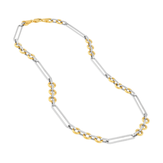 14KT Gold Oval Rolo Link Necklace 18 Inches