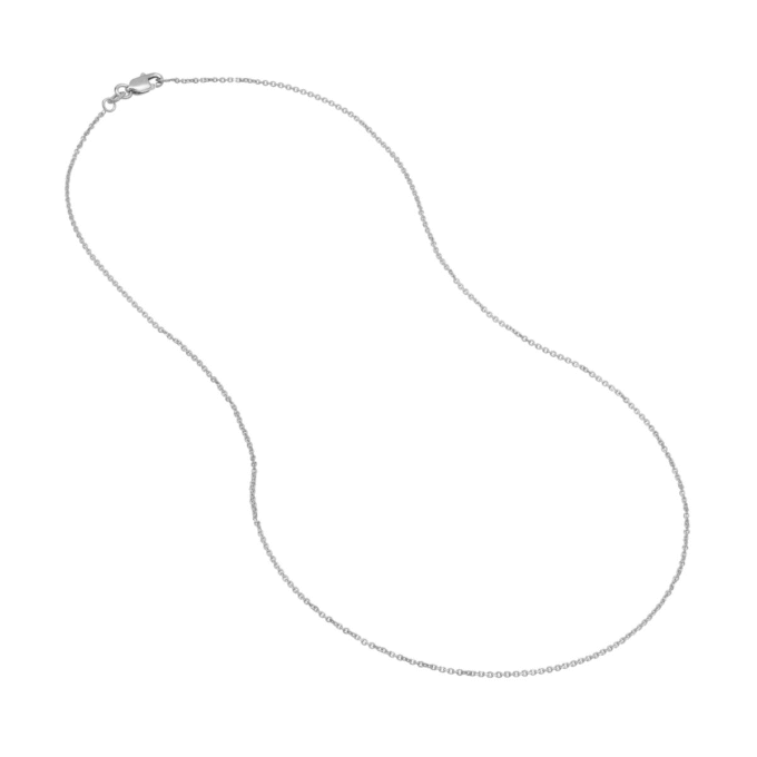 14k White Gold 1.6mm Cable Link Chain 16" with Lobster Clasp