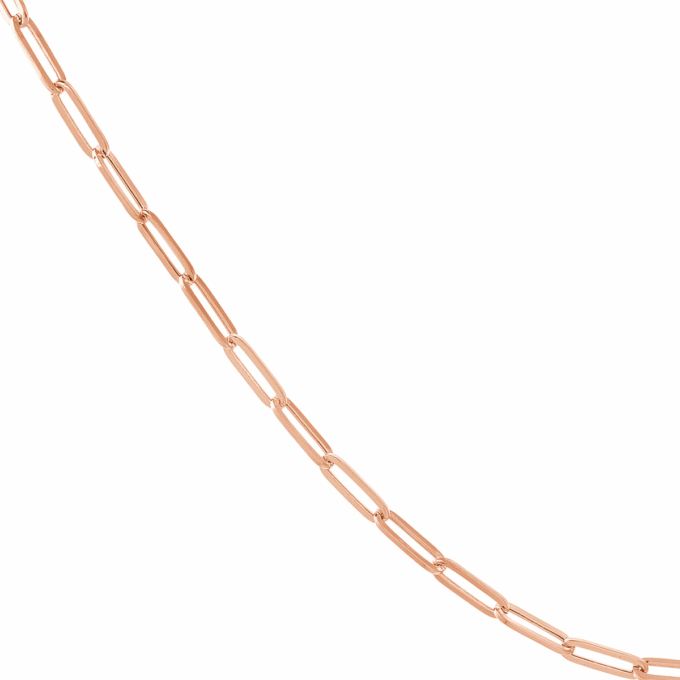 Hollow Paperclip Bracelet in 14k Rose Gold 8" Length